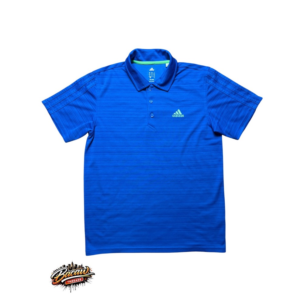 Adidas Mens Climalite Polo Golf Shirt Blue Space Dye Short Sleeve Z75076 Small